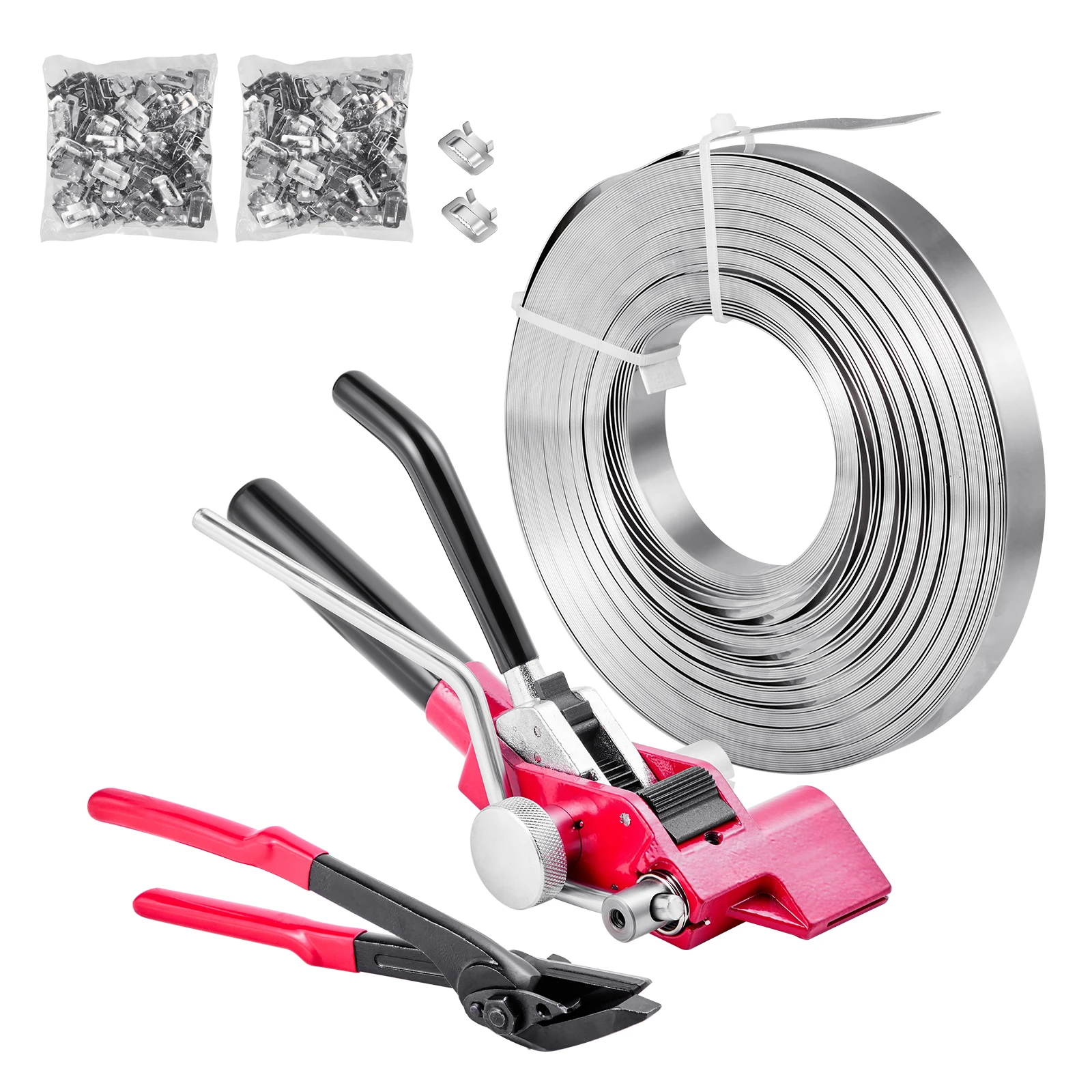 Kit de cerclage en acier SucceBuy avec outil de scellage et 200/400 pieds de sangles de cerclage, ensemble d'emballage manuel pour palettes pour entrepôt