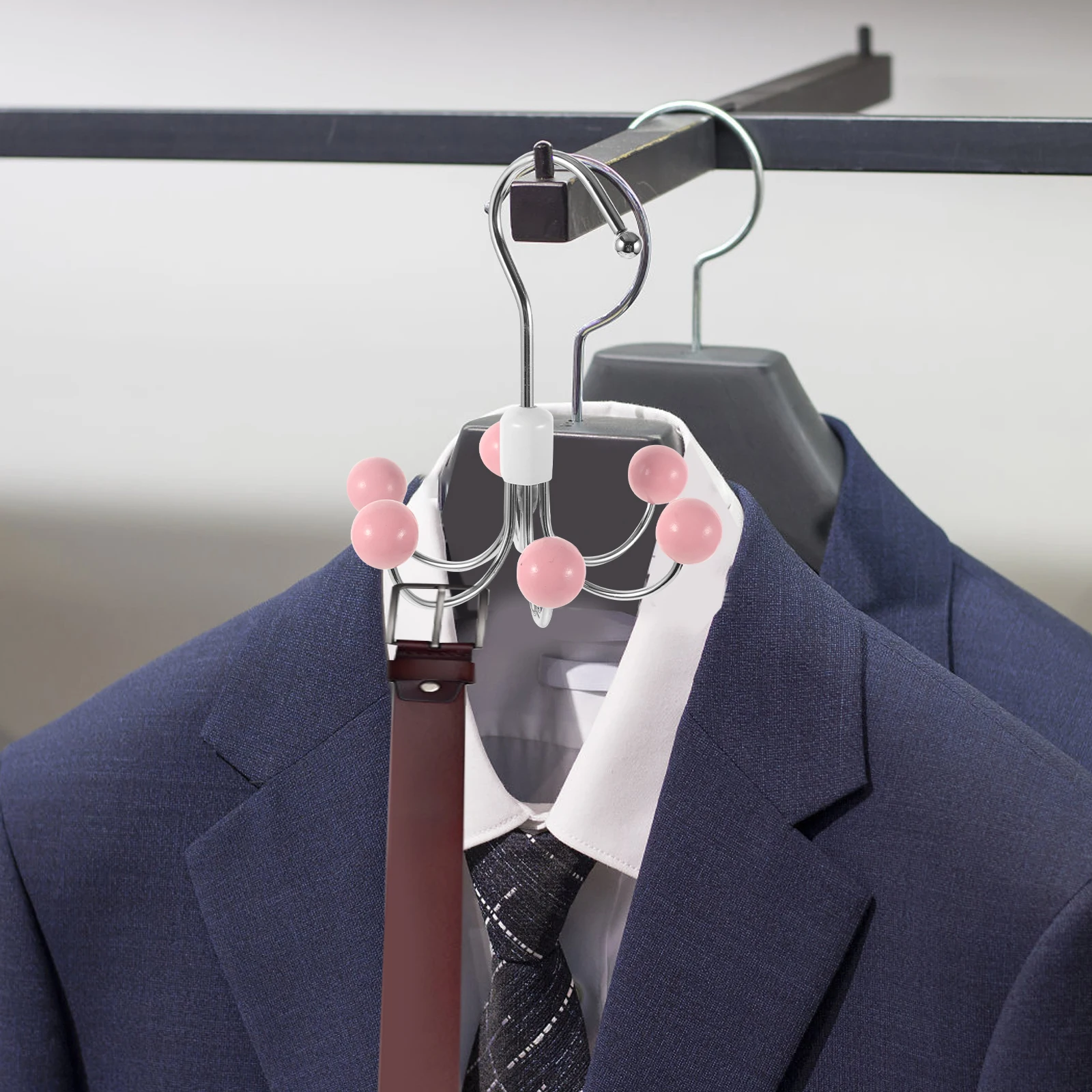 

Six Claw Hooks Rotating Garment Hanger Hanging Belt Tie Underwear Space Saving Closet Organizer 360 Degree Swivel Wooden Iron
