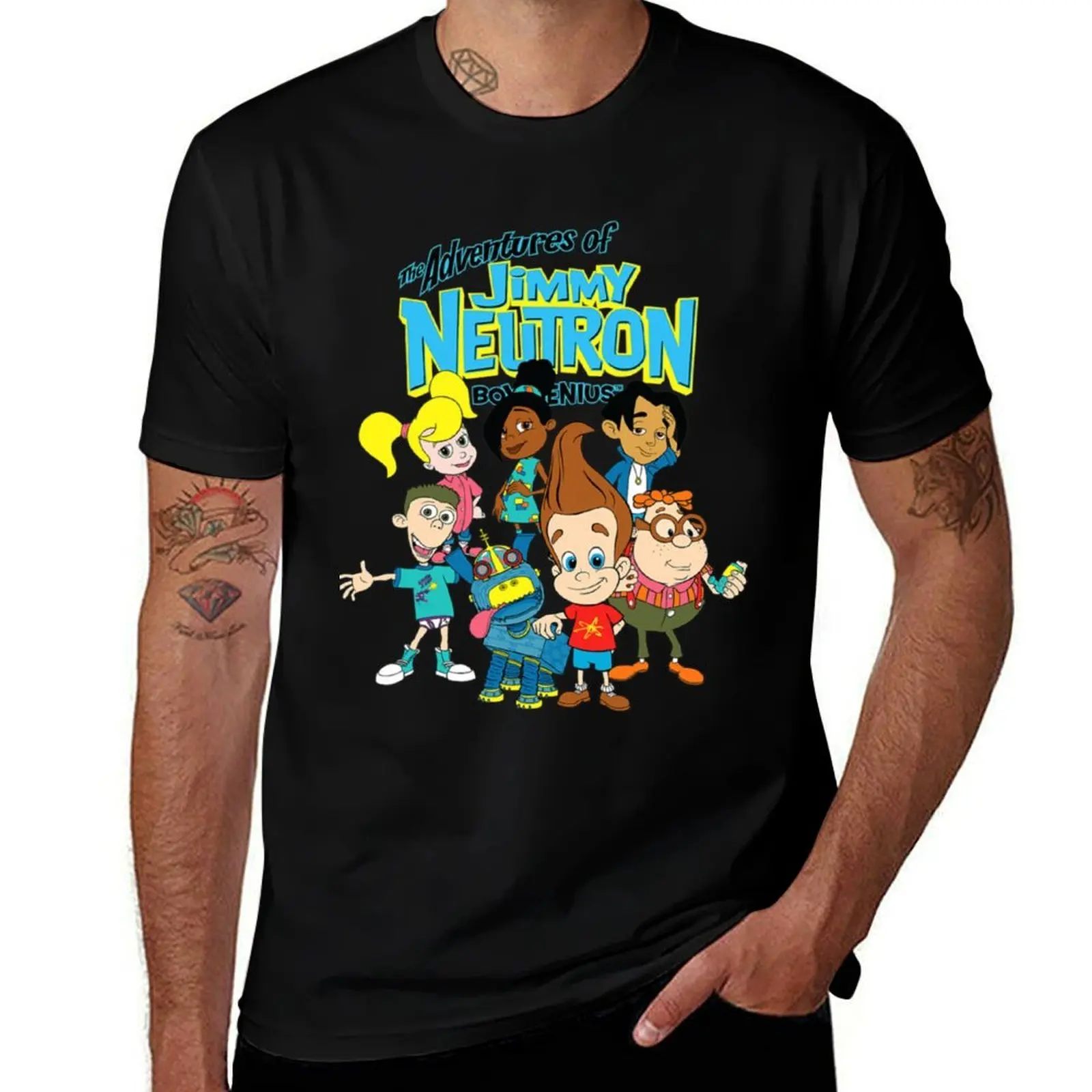 

Nickelodeon The Adventures Of Jimmy Neutron Characters T-Shirt for a boy blacks graphic shirts mens fashion