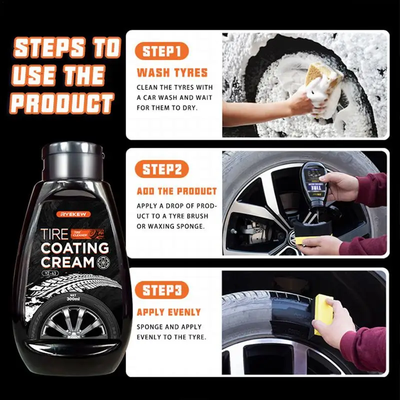 300ml Durable Tire Cleaner Paste Auto Rubber Parts Shiny Paste And Tire Brightener Protector For Car Paste Tire Shine Wax