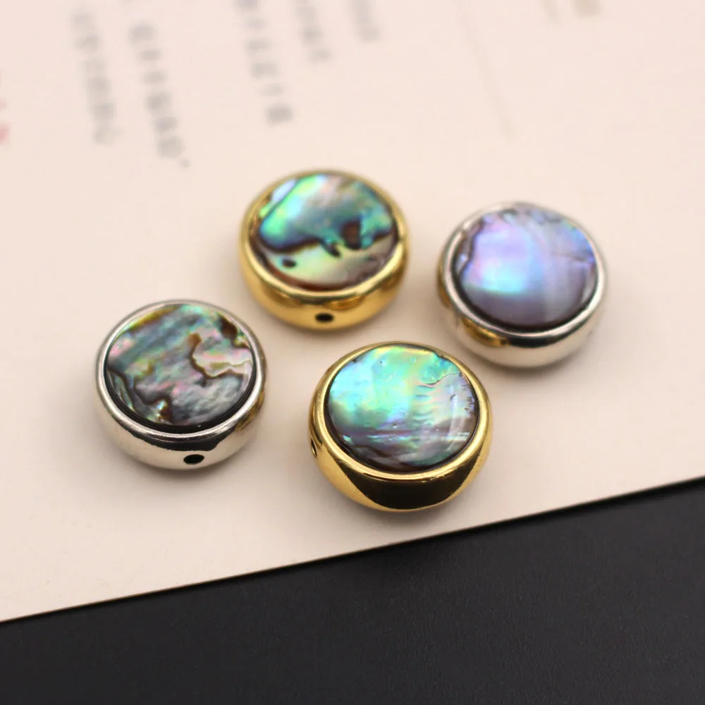 6pcs Natural Abalone Shell Pendant Round Square Heart Oval Shape Spacer Beads DIY For Jewelry Making Bracelet Necklace Earrings