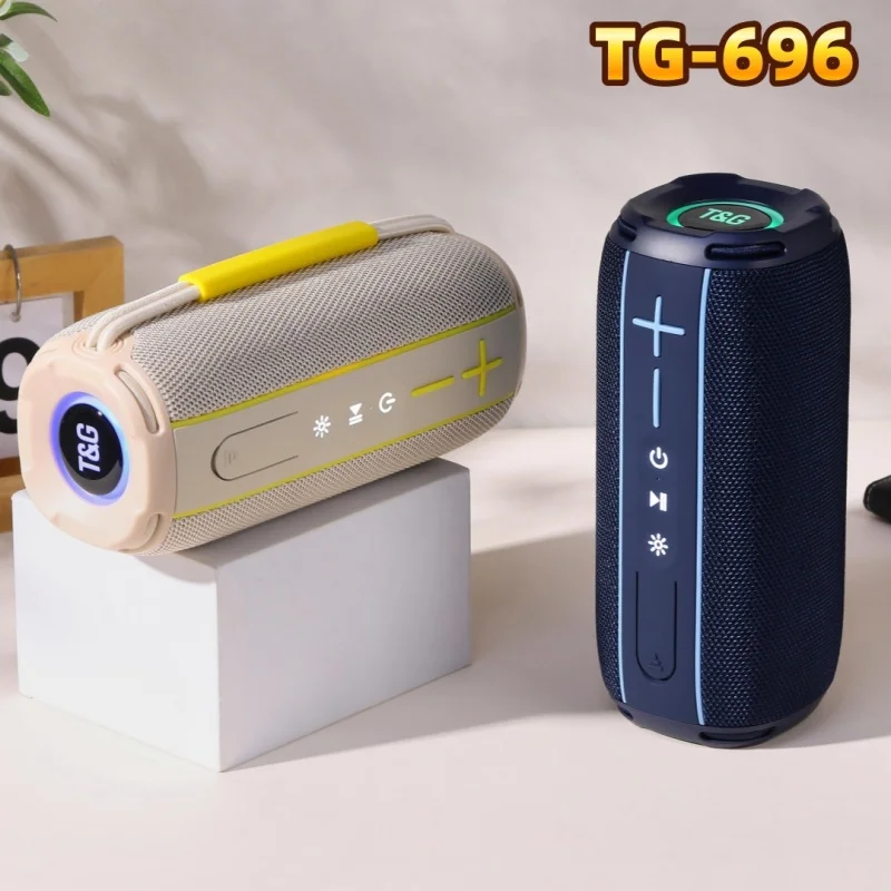 New TG696 Bluetooth Speaker Outdoor Waterproof Portable Colorful LED Light Supports TWS Couplet FM Radio/USB TF Direct Reading