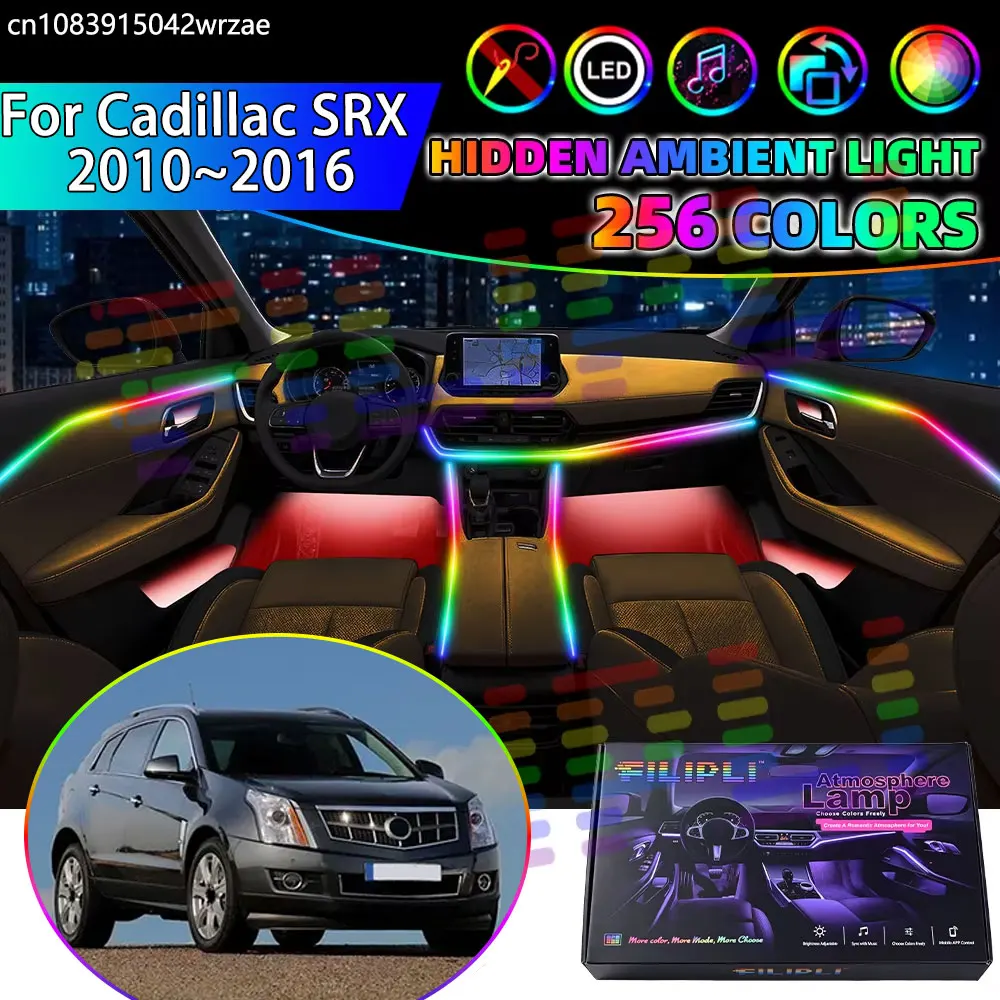 For Cadillac SRX 2010~2016 LWB MK2 2th RGB Car Interior Ambient Lights Strips Breathing Lighting Kit App Control LED strips Auto
