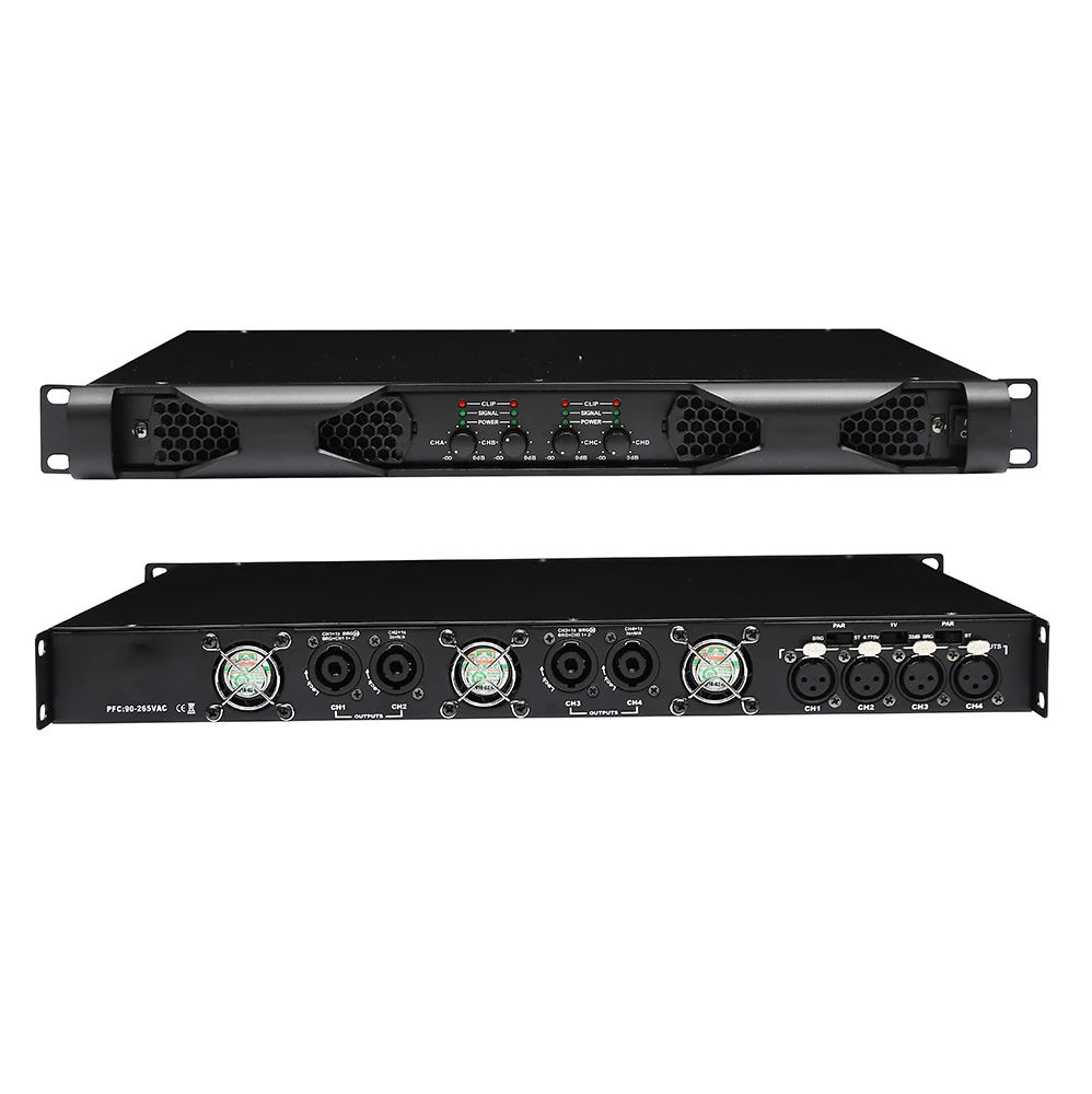 K4-800 Black Power Amplifier Audio Class D4 channel professional power amplifier 800W