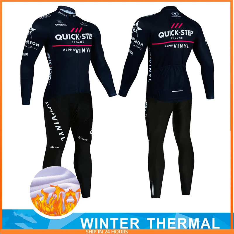 

QUICK STEP Зимний термофлисовый комплект велосипедного трикотажа Maillot Ropa Ciclismo сохраняет тепло MTB велосипедная одежда комплект велосипедной одежды