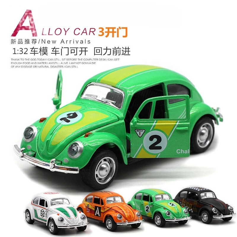 Modelo de coche clásico de carreras con revestimiento de escarabajo 1:32, modelo de coche con puerta abierta extraíble, producto nuevo, juguete para regalo para niños ﻿