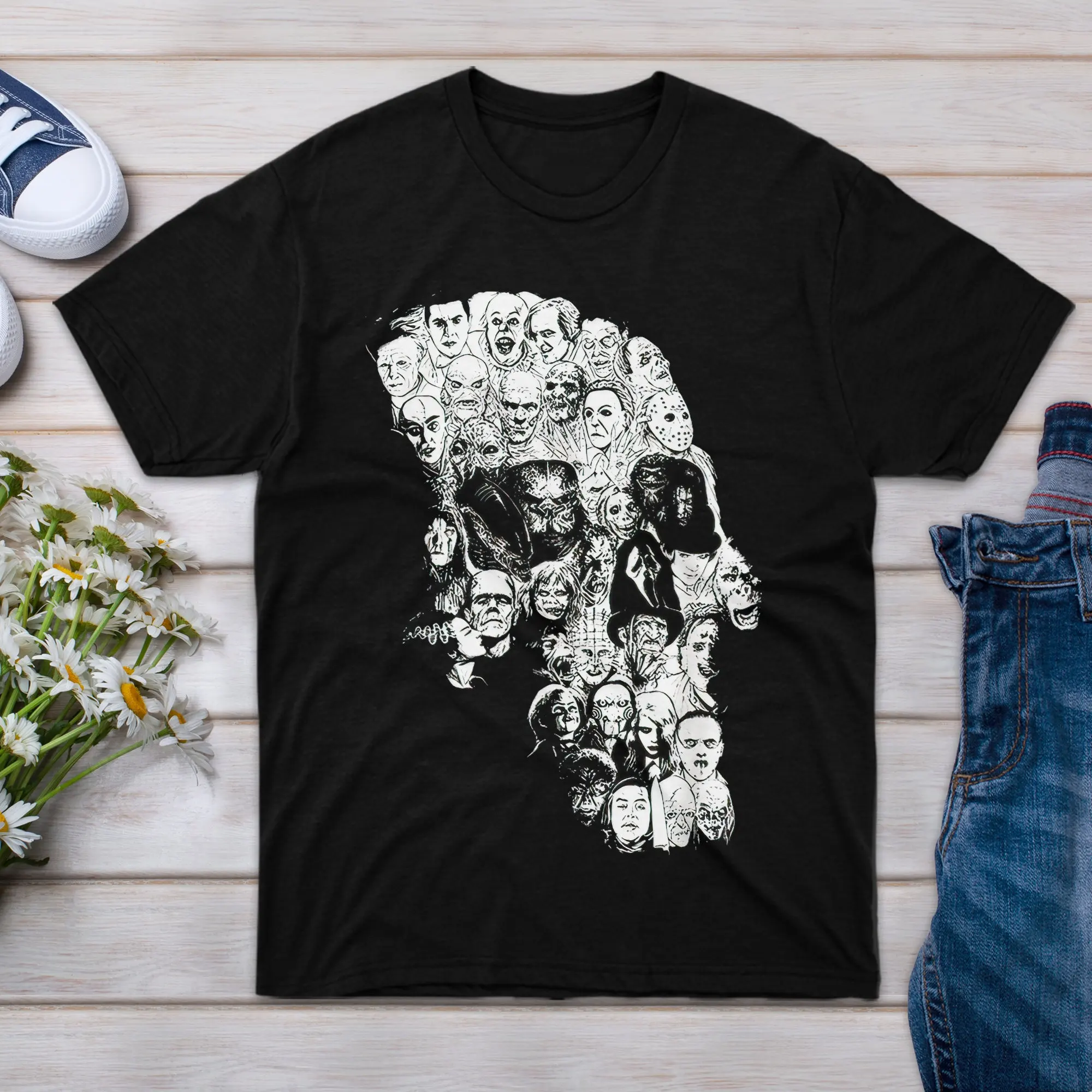 T Shirt Horror Family Boy Movies Women Friend Character Sleeve Skull Girl For Men