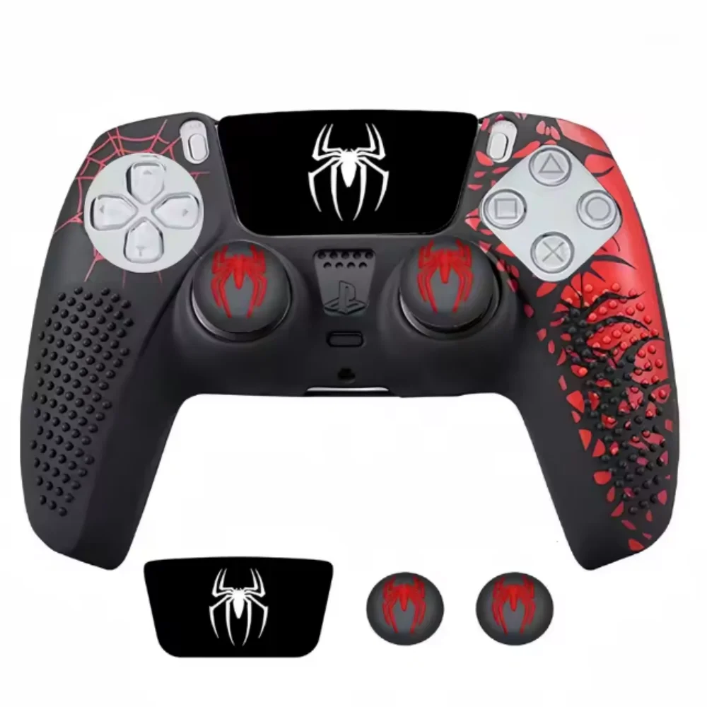 Rutschfeste Controller-Skin für PS5-Controller Silikon-Schutzhülle mit Daumengriff-Aussparungen und Touchpad-Aufkleber für PS5-Controller