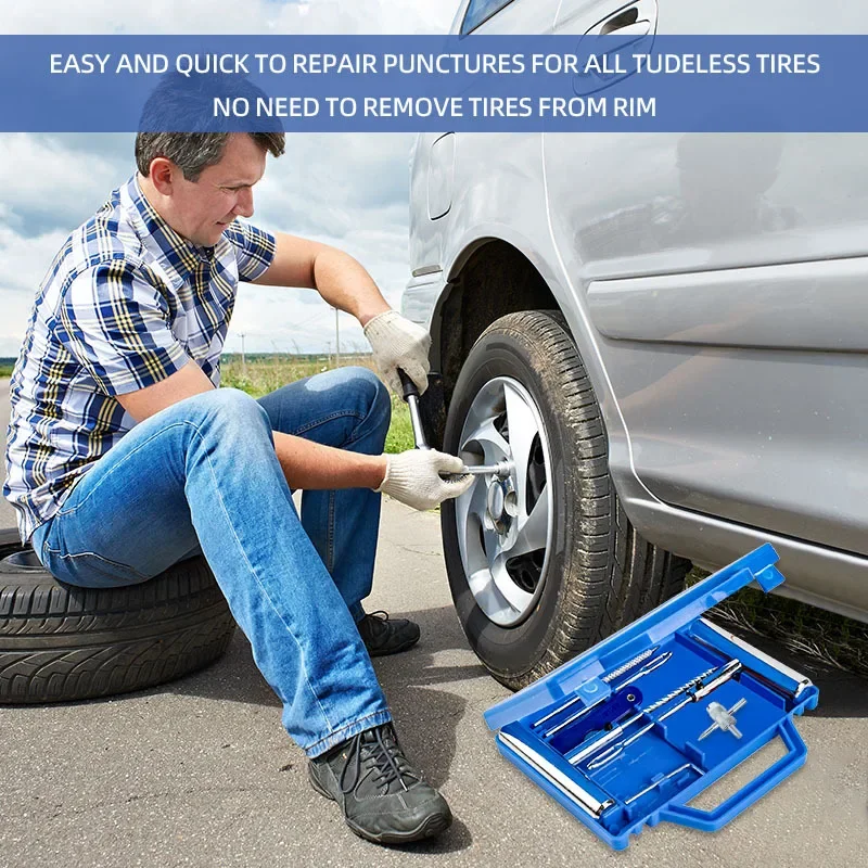 Car Wheel Hub Tire Repair Tool Outdoor Emergency Vehicle Repair 23/28 Pieces Toolbox Tire Quick Repair Emergency Kit