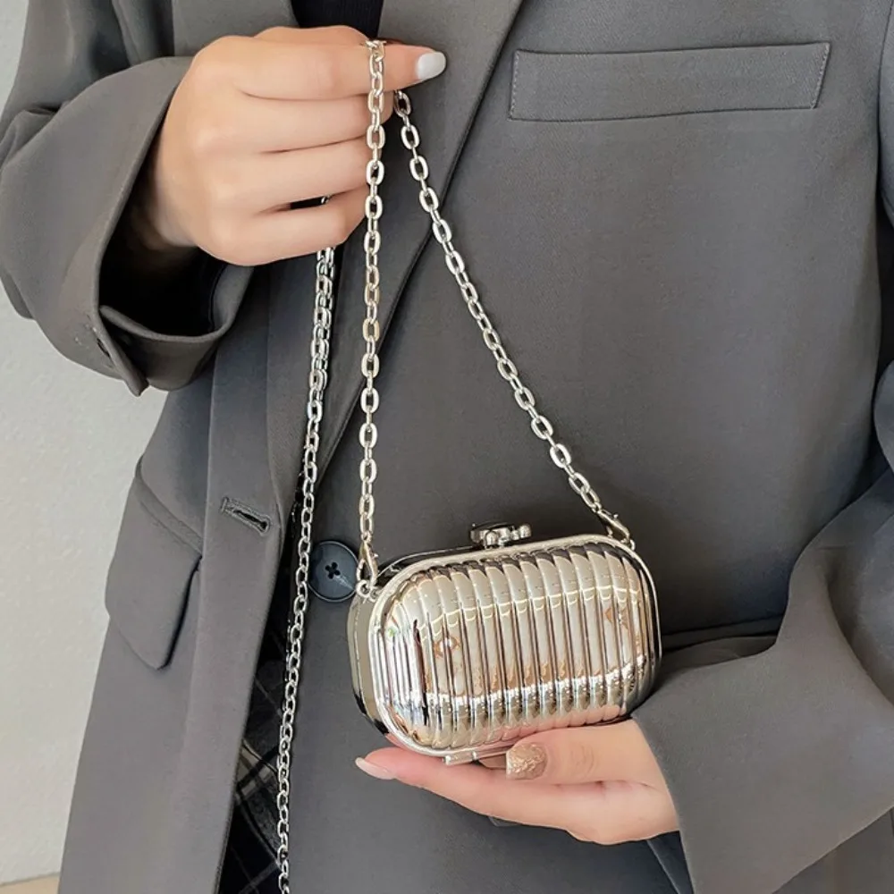 

Creative Mini Single Shoulder Bag Golden Silver Korean Style Crossbody Bag Purse Handbag Small Square Bag Girls