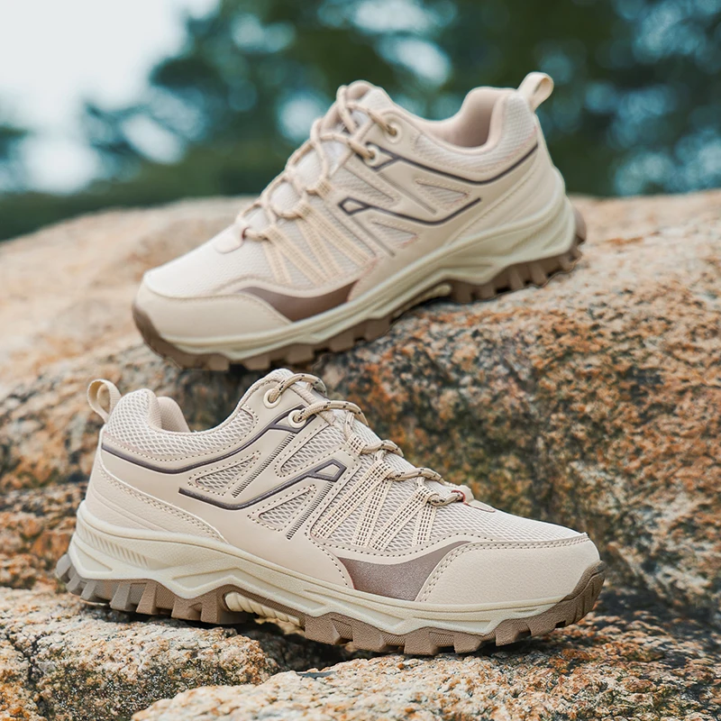 Men's Summer Mesh Breathable Outdoor Hiking Shoes Wear-resistant Non-slip Men Trekking Climbing Sneakers Lace Up Travel Shoes
