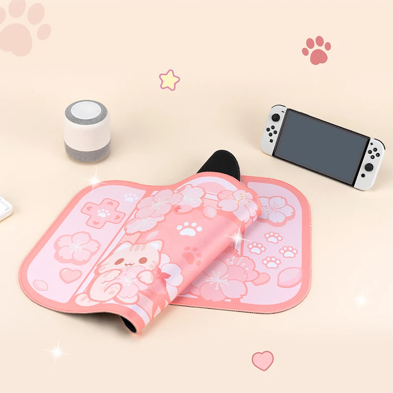 XXL Large Kawaii Gaming Mouse Pad Cute Cartoon Sakura Cat Pink Desk Mat Gamer Keyboard Game Mouse Pad Laptop Desk Accessories