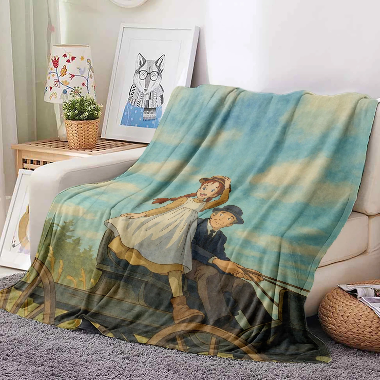 A-Anne of Green G-Gables Print Flannel Blanket.Sofa,Bedroom.Bed Home Office Nap Blanket Car,Travel,Camping,Picnic Throw Blanket
