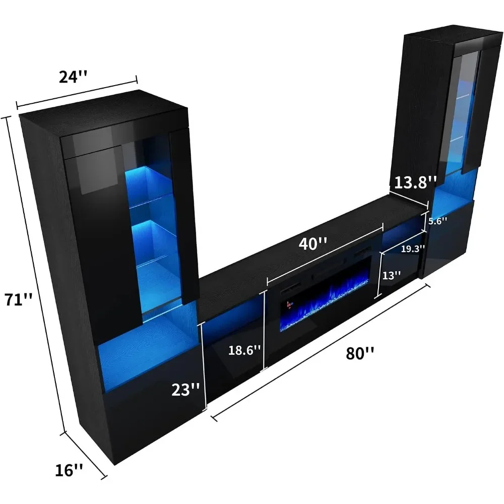 Fireplace TV Stand Set, Includes 80