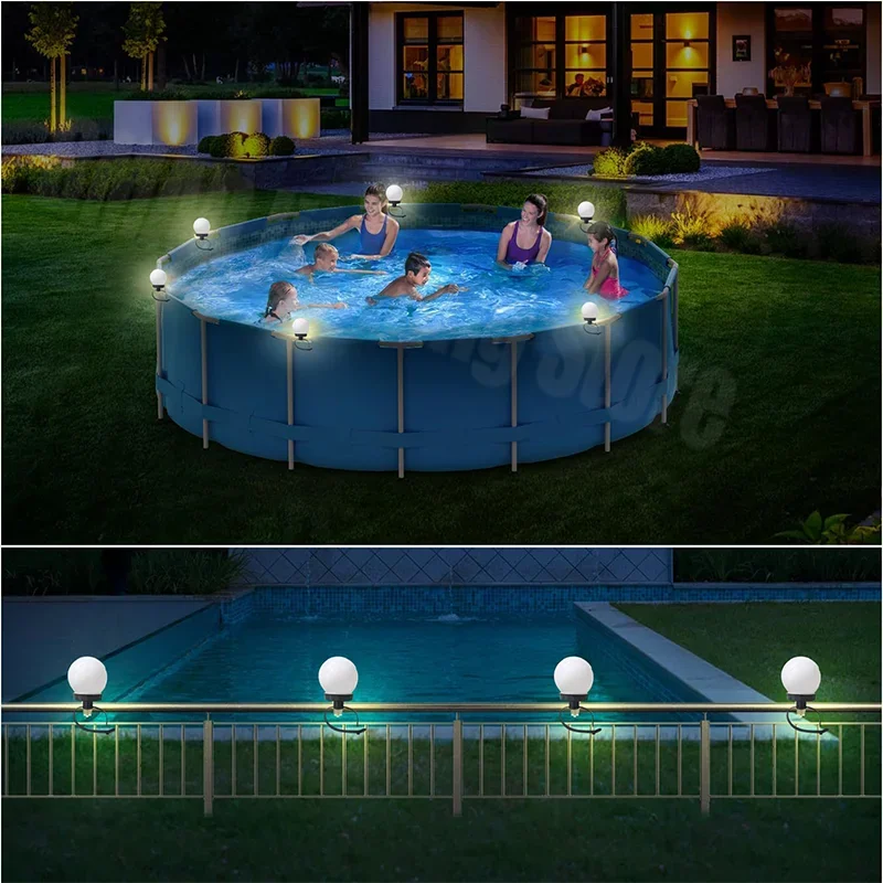 6PCS LED Pool Lights Waterproof Solar Lights Pool Enclosure Lighting Decor Outdoor Swimming Pool Fence Decoration