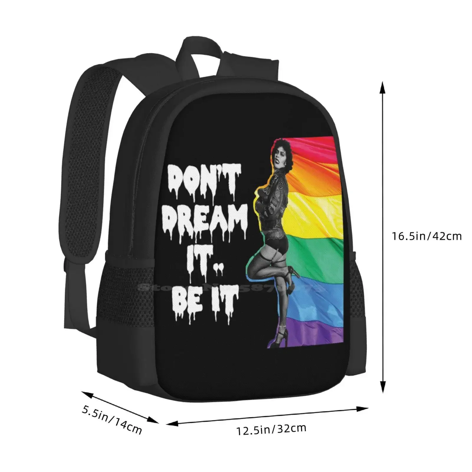 Frank N Furter Don't Dream It Be It Lgbtq + Pride رائجة البيع حقيبة مدرسية على ظهره حقائب أنيقة روكي رعب عرض الصور فرانك ن #3