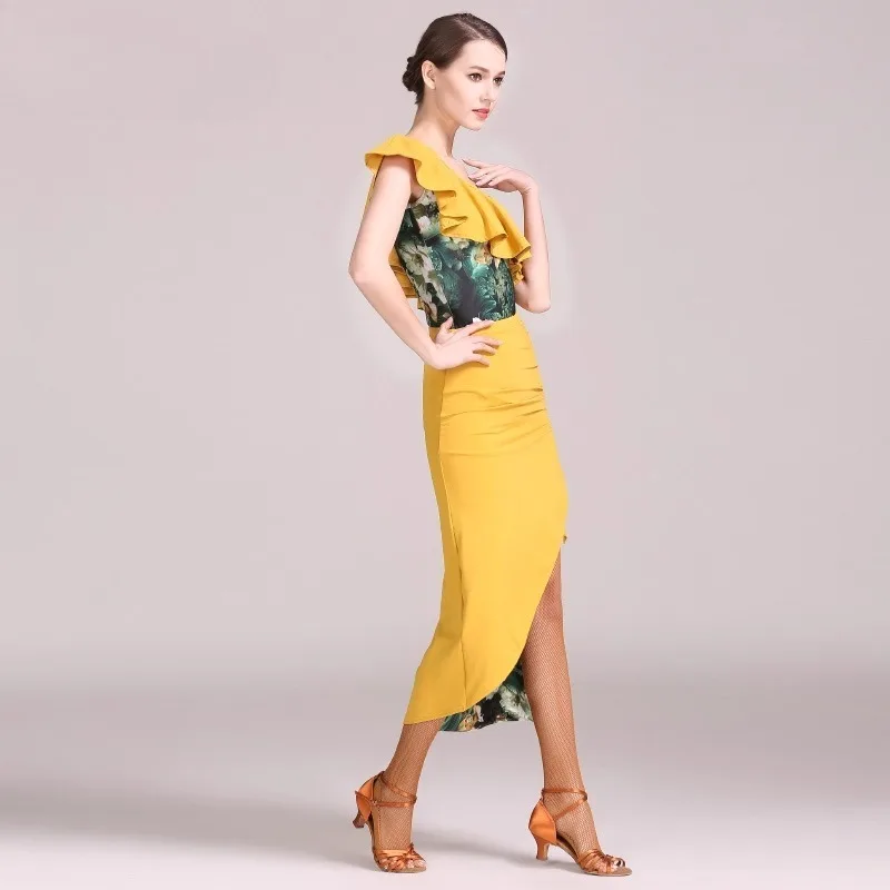 Robe de danse latine à bretelles personnalisées, ensemble de jupe double composite 1848 + 1849