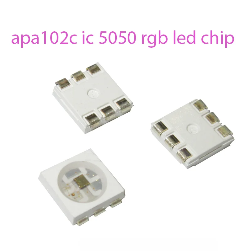 Puce LED RVB numérique à double signal adressable, Puces matérielles APA102, Usine professionnelle, SMD 5050, RVB
