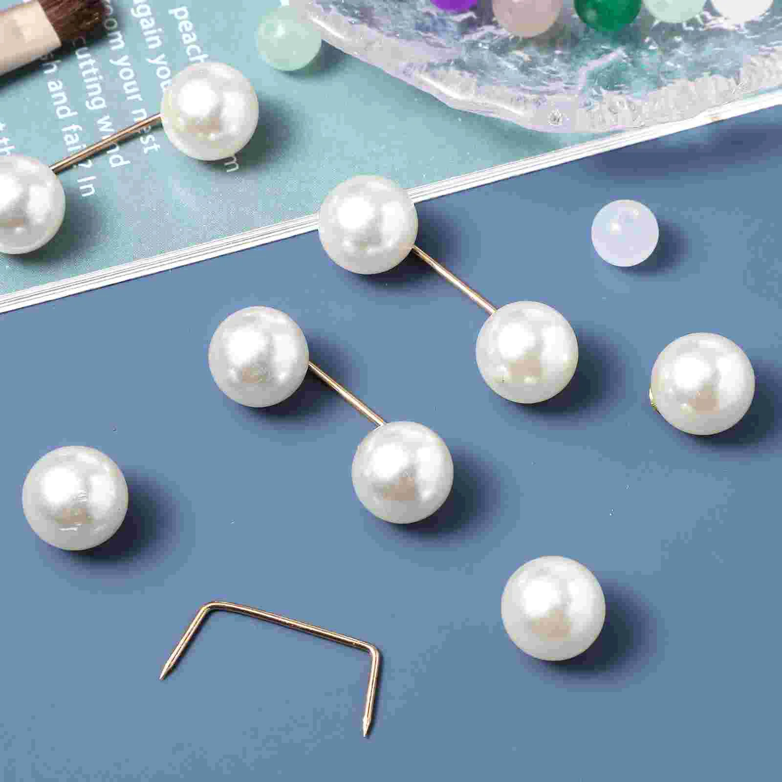 Pearl Button Nails Fancy Rhinestones Pearls Safety Pin Brooch Jewelry Brooches Miss Pins Buttons