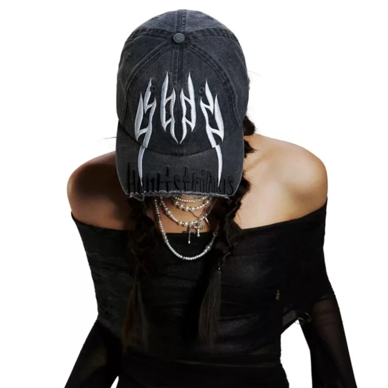 

Korean Style Retro Simple Embroidery All-Match Fashionable Accessories Cut Off Cap Peak High Street Baseball Cap