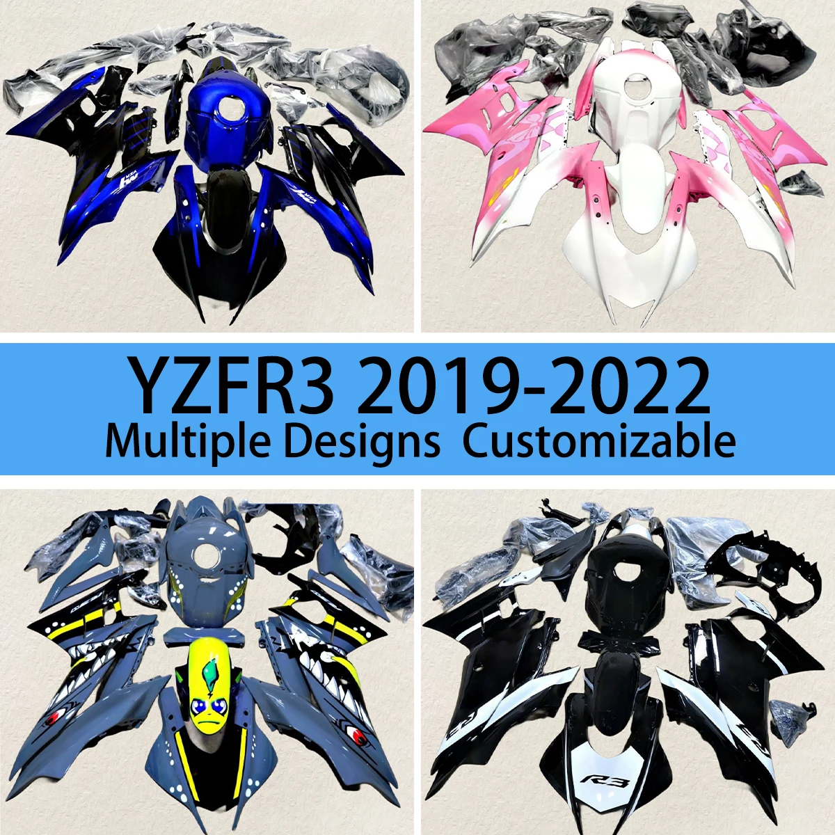 

Motorcycle Fairings for YAMAHA YZFR3 2019 2020 2021 2022 Body Parts Full Set Aftermarket Fairing Kit YZF R3 19 20 21 22