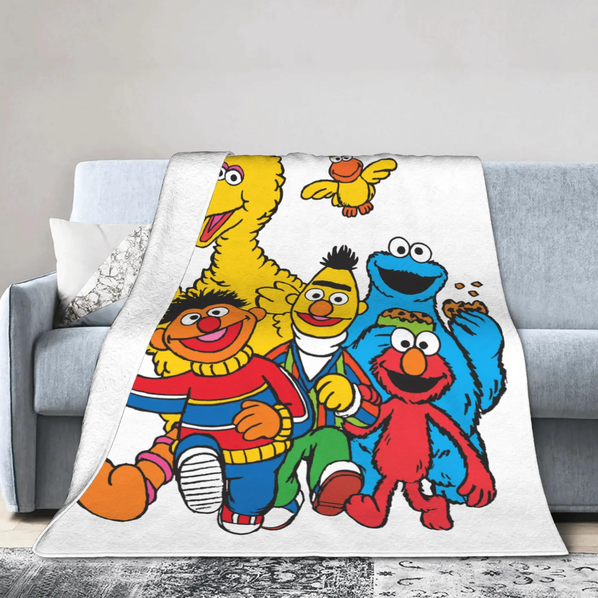 Vintage 123 Sesames Streets Cookie Monster Coral Fleece Plush Throw Blankets Blankets for Bedding Couch Soft Bedspread,