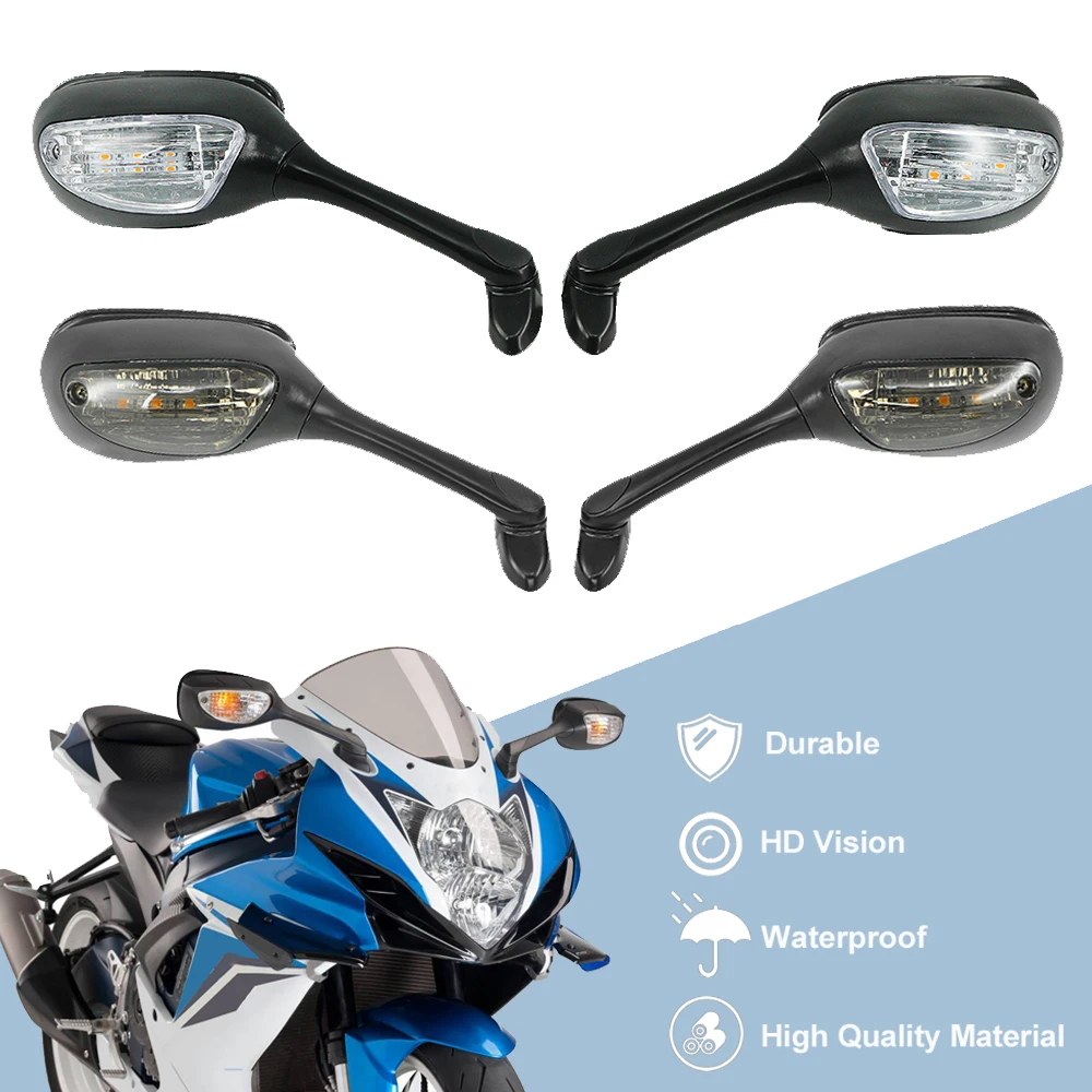 

Rearview Mirrors For Suzuki GSXR 600 K7 750 2006-2010 GSXR1000 2005-2008 K6 K8 Motorcycle Side Mirrors with Turn Signal Light