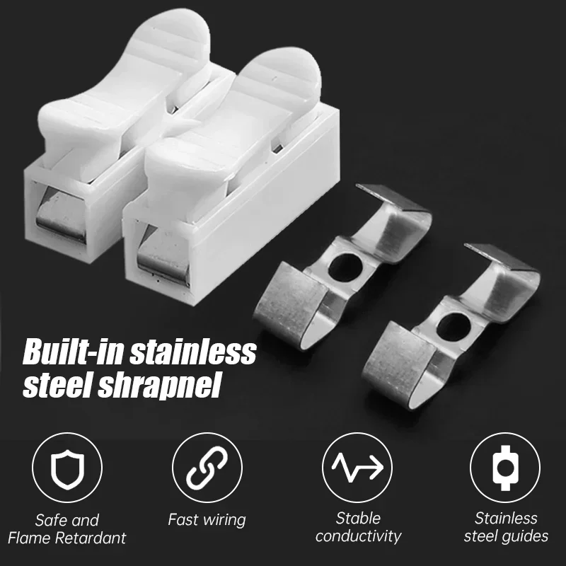 Terminal Connector 1P/2P Cable Wire Connector No Screw Terminal Block Spring Clamp Push-Type Connectors