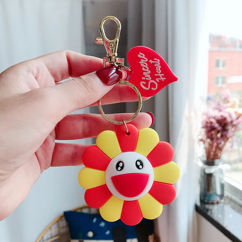 Creative Cute Cartoon New Sunflower Keychain Car Bag for Car