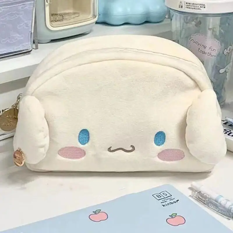 Sanrio Cinnamoroll Pencil Case MINISO Anime Cartoon Cute Plush Cosmetic Bag Fashion School Supplies Girl&Child Holiday Gifts