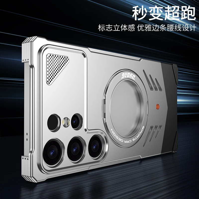 

Дизайн спортивного автомобиля, кольцевой держатель, безрамный чехол для Samsung Galaxy S25 Ultra Z Fold 6 7, алюминиевый металлический корпус с рассеиванием тепла