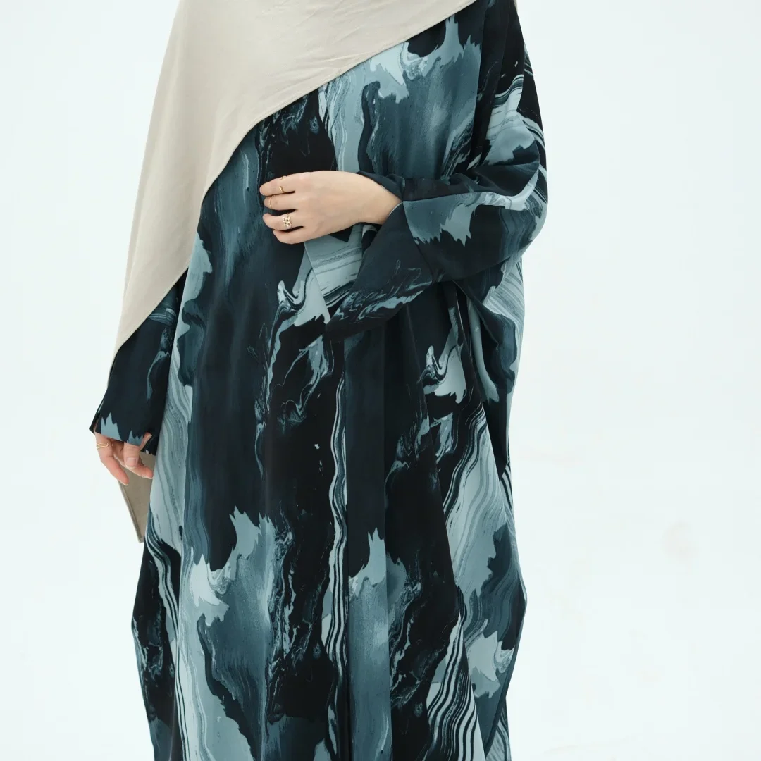 Ramadan Eid Maxi Tie-dye Batwing Open Kimono Abaya Damen Dubai Muslim Abayas For Women Kaftan Islamic Clothing Kebaya Robe Femme