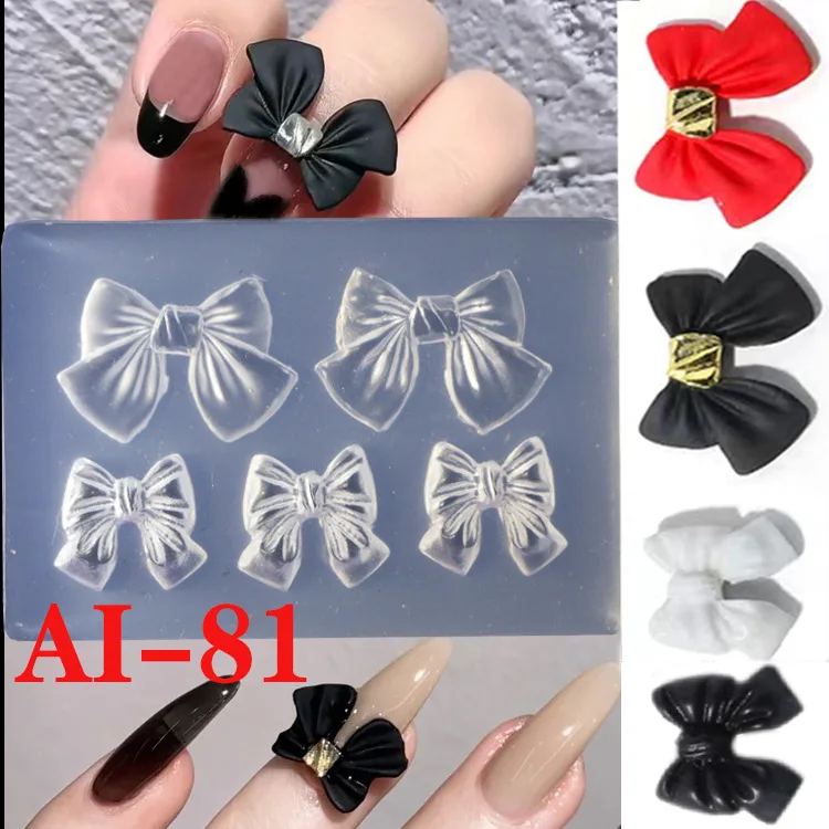 

AI81-90 1pcs Nail Art Ice crystal flower relief nail mold 3D Acrylic acid Nail Templates DIY ins bow goldfish bear Cow doll