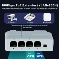TelDaykemei 4 Port PoE Extender PoE Repeater for IP Port Transmission Extender for PoE Switch NVR IP Camera 3