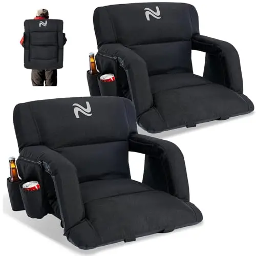 25in 2Pack 4.72" Extra Thick Stadium Seat with Back Support | Sofa Style Design Bleacher Chairs with Back and Comfy