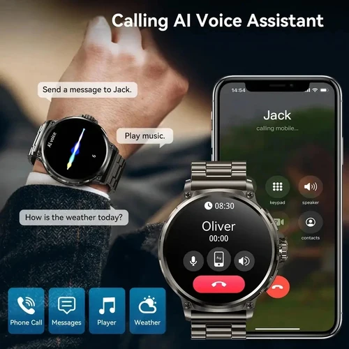 Imagen 2 del producto GPS NFC pantalla AMOLED 1,85 ""pantalla HD 360*360 Smartwatch hombres reloj inteligente Bluetooth llamada Monitor de ritmo cardíaco IP67 impermeable hombres