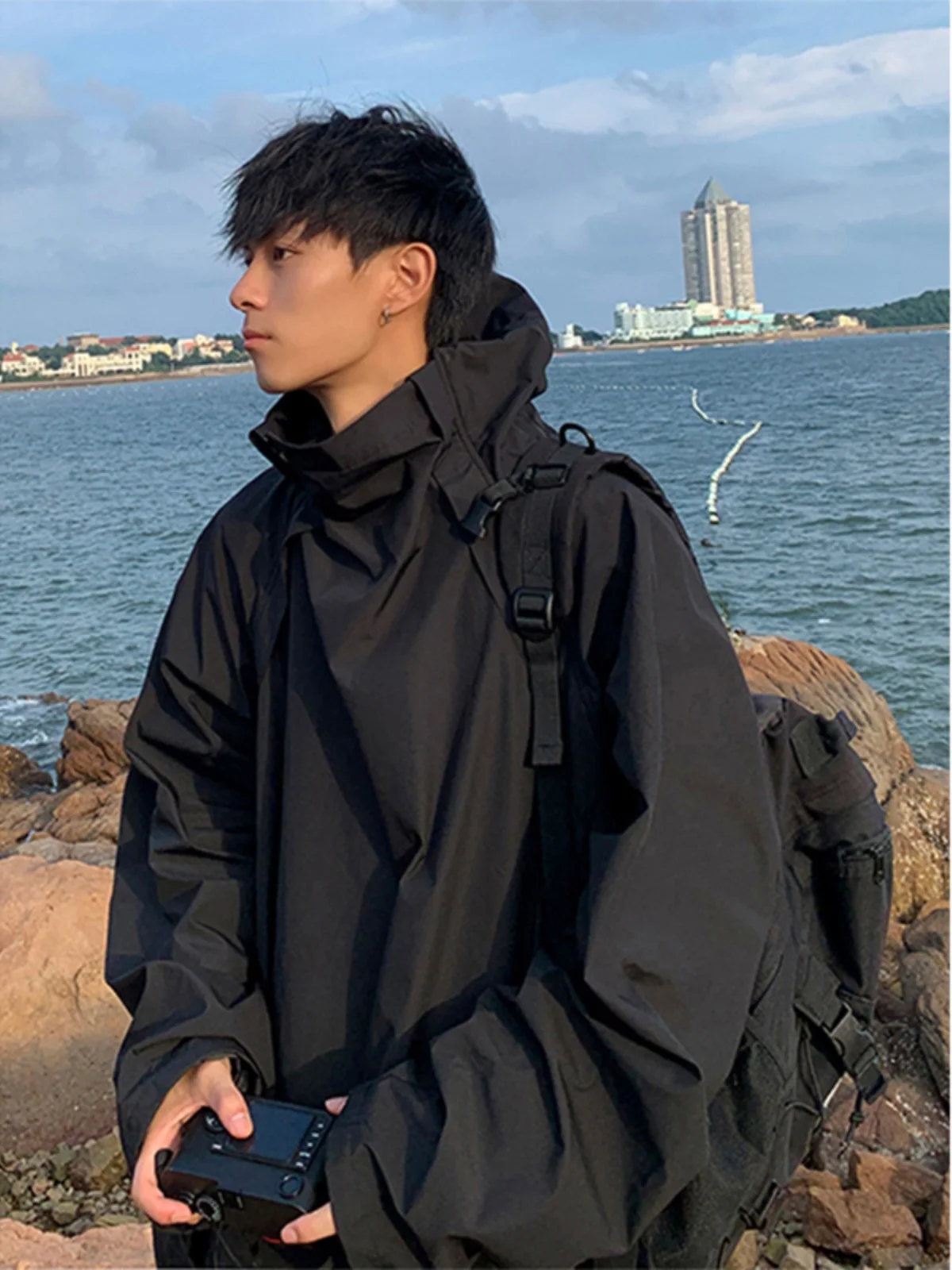 

Мужская летняя уличная одежда для путешествий: функциональная куртка с капюшоном для защиты от солнца, из полиэстера/нейлона, американского производства