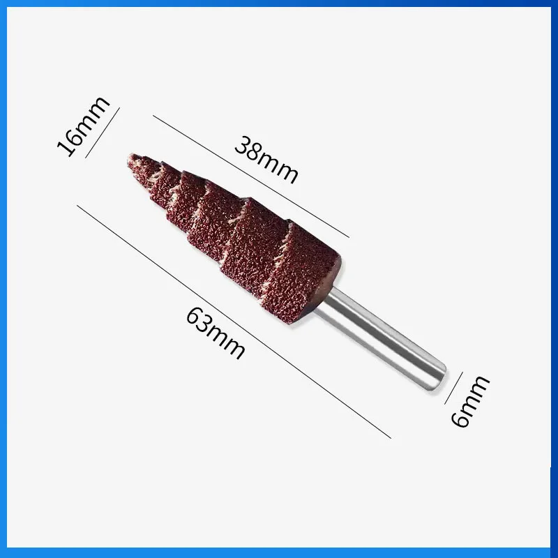 Imagem -02 - Cabeça de Moagem Lixa Aba Cone 80grit Dremel Acessório Ferramenta Rotativa com Haste de mm Peças 16 20 25 30 mm