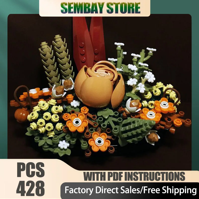 

Creative Series Moc Building Bricks Medium-Sized Dried Flower Centerpiece Technology Blocks Christmas DIY Toy Construction Gift