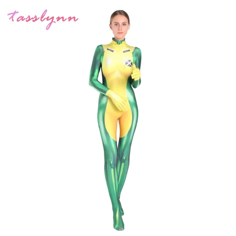 Anna Marie Rogue Cosplay Bodysuit para homens e mulheres, impressão 3D, Zentai Suit, Halloween Party Costume, adulto e crianças, X, homens e mulheres