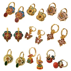 Vintage Enamel Drop Oil Earrings Stylish Ear Cuff Fashion Jewelry for Women Comfortable and Hypoallergenics Ear Buckles