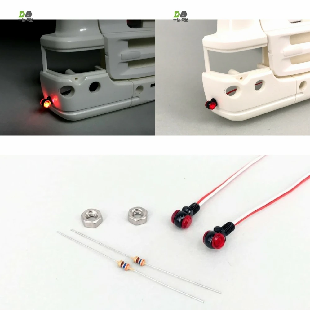 1 par de luzes laterais de lâmpada de posição led para escala 1/14 tamiya rc caminhão carro scania 770s benz 3363 volvo fh16 homem peças diy modelo de brinquedos