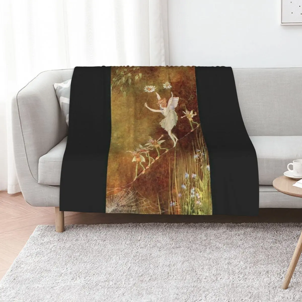“It Was Very Difficult at First” by Ida Rentoul Outhwaite Throw Blanket Tourist Large wednesday Furrys Blankets