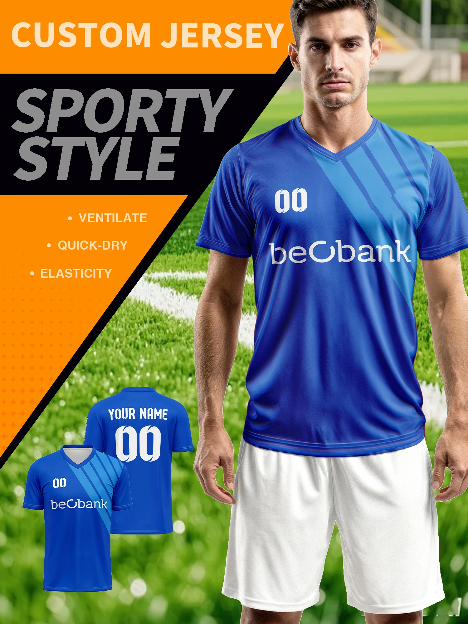 

2026 Men's and Women's Customized Name and Number Sports V-Neck Jerseys, Quick-Drying, Fashionable, Sublimation Technology