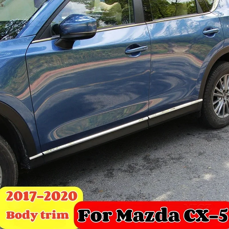 For Mazda CX-5 2017 2018 2019 2020 Stainless Steel Body Side Moldings Side Door Decoration Second Generation Car Styling