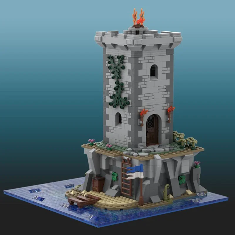 sea castle bricks watchtower battery bricks sea castle blocks medieval seafaring lighthouse blocks islet dock toy gift modular