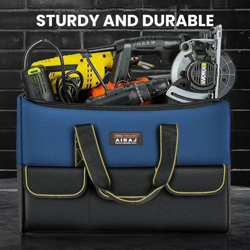 AIRAJ Clamshell Tool Bag Large Capacity More Than 12-17 Inches Wide Mouth Design Pocket Pocket Electric Tools to Receive Package