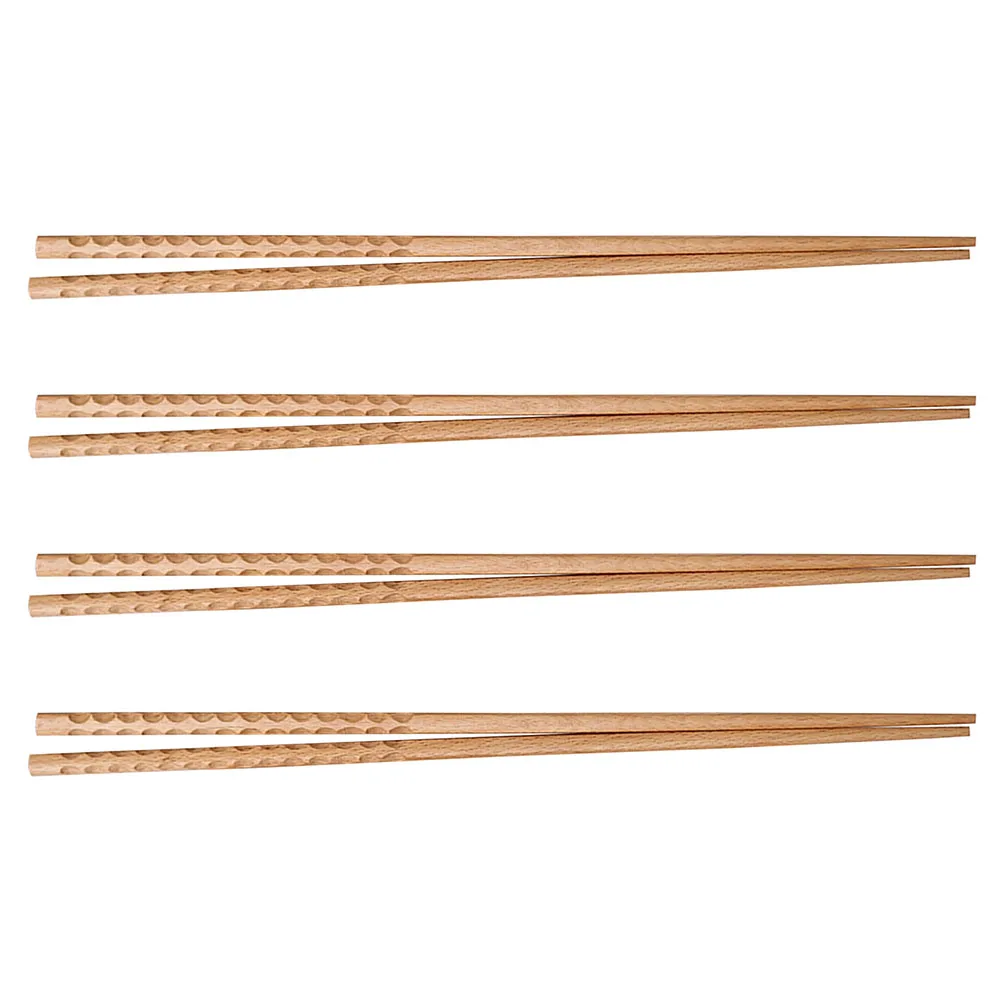 

4 Pairs 32cm Extended Wooden Chopsticks Long Noodle Frying Hot Pot Easy Clean Cooking Utensils Storage Tools