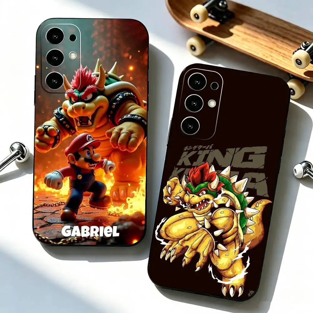 Super-M MarioS Bros Cartoon Bowser  Phone Case Black Silicone Soft For Samsung S25,S24,S21,S22,S23,S30,Ultra,S20,Plus,Fe,Lite