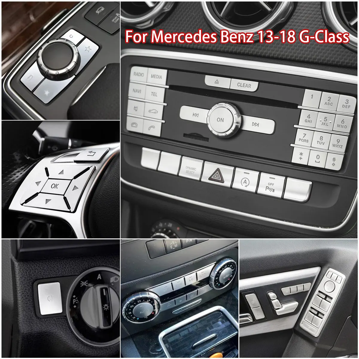 

For Mercedes Benz G Class G350 G500 G63 G65 Car Interior Air Conditioning Door Window Lift Control ON Button Cover Trim Stickers